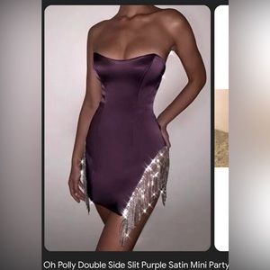 Oh Polly Double Side Slit Purple Satin Mini party dress